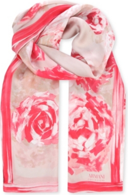 ARMANI COLLEZIONI Floral-print silk scarf