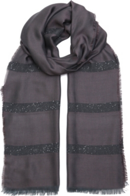 ARMANI COLLEZIONI Silk-modal sequin stripe scarf