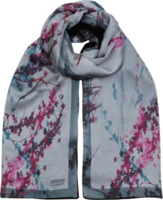 ARMANI COLLEZIONI Floral silk and velvet scarf