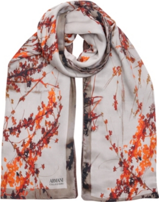 ARMANI COLLEZIONI Floral silk and velvet scarf