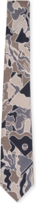 TIGER OF SWEDEN Camo silk tie