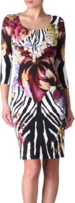 ROBERTO CAVALLI Zebra floral jersey dress