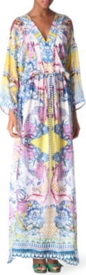 ROBERTO CAVALLI Printed silk kaftan maxi dress