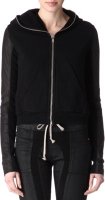 RICK OWENS Leather-detail hooded jacket