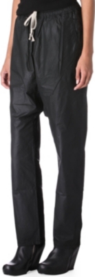 RICK OWENS Coated dropped-crotch trousers