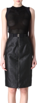 GARETH PUGH Leather pencil skirt with braces