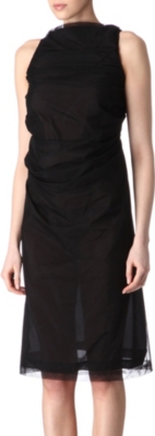 RICK OWENS Mesh ruched-back dress