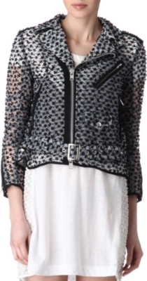 SACAI Embroidered biker jacket