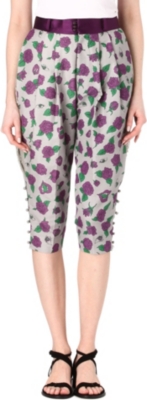 UNDERCOVER Cropped rose print trousers