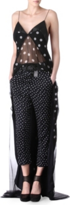 HAIDER ACKERMANN Leather-trimmed polka-dot top