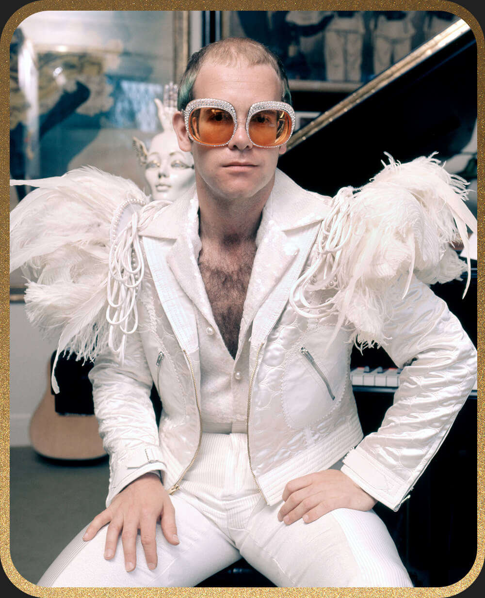 Elton John wears 'Birds of a Feather' look by Bob Mackie