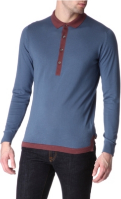 JOHN SMEDLEY Knitted cotton polo shirt