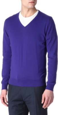 JOHN SMEDLEY Bampton slim-fit v-neck jumper