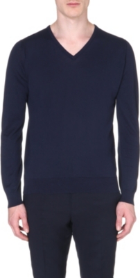 JOHN SMEDLEY Bampton slim-fit v-neck jumper