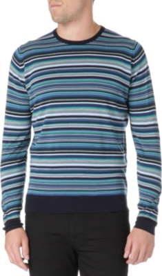 JOHN SMEDLEY Multi-striped cotton jumper