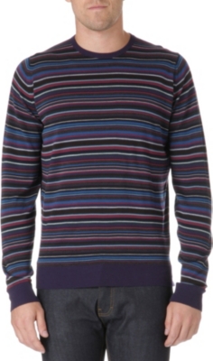JOHN SMEDLEY Multi-striped wool jumper