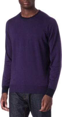 JOHN SMEDLEY Consul contrast-trim merino jumper
