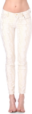 7 FOR ALL MANKIND Metallic jacquard skinny mid-rise jeans
