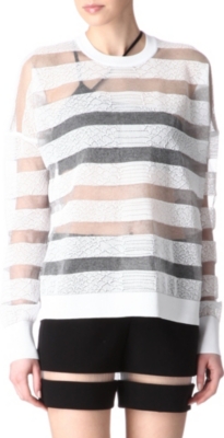 ALEXANDER WANG Sheer snakeskin-striped jumper