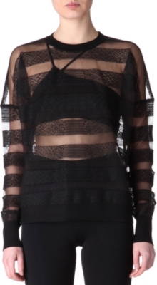 ALEXANDER WANG Sheer snakeskin-striped jumper
