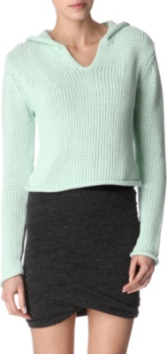 T BY ALEXANDER WANG Cropped hooded knit jumper