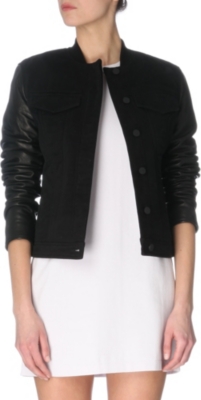 T BY ALEXANDER WANG Leather-sleeved denim jacket
