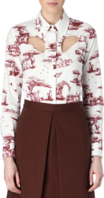 CARVEN Cut-out safari-print shirt