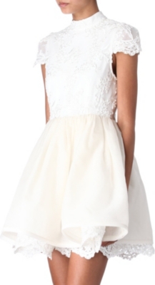 ALICE & OLIVIA Embroidered lace prom dress