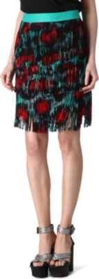 KENZO Fringed leopard skirt
