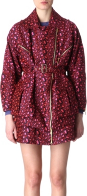 KENZO Belted leopard coat