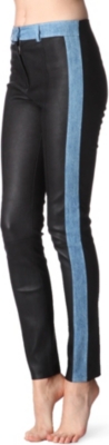 ACNE Lea leather and denim skinny trousers