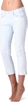ISABEL MARANT Hibiscus embroidered cropped jeans