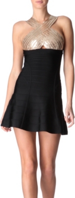 HERVE LEGER Sequinned bandage dress