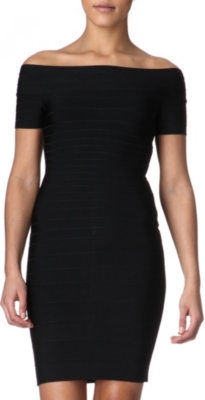 HERVE LEGER Off-shoulder bandage dress