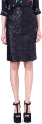 ERDEM Aysha faux-leather skirt