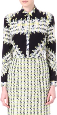 ERDEM Tweed-print silk-crepe shirt