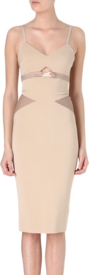 VICTORIA BECKHAM Satin-trimmed cami fitted dress