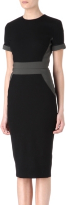 VICTORIA BECKHAM Contrast panel stretch-crepe dress