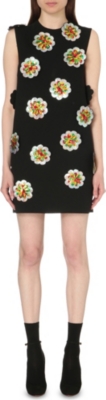 sequin dress crepe applique shift flower selfridges victoria beckham