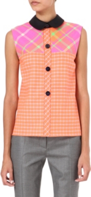 ROKSANDA ILINCIC Checked contrast-collar top