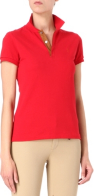 RALPH LAUREN Leather-trimmed slim-fit polo shirt