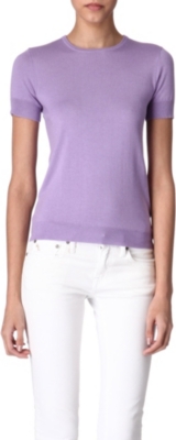 RALPH LAUREN Knitted silk-cashmere top