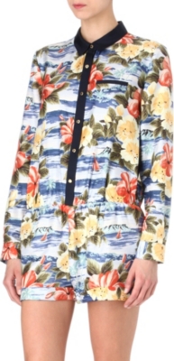 JUICY COUTURE Maui-print silk playsuit