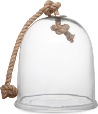 ONE WORLD Small glass cloche with rope handle 34cm