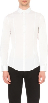 ARMANI JEANS Plain white slim-fit shirt
