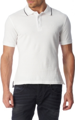 ARMANI JEANS Embroidered logo polo shirt (White