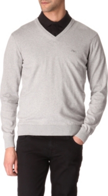 ARMANI JEANS V-neck tonal logo jumper