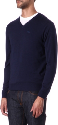 ARMANI JEANS Knitted wool v-neck jumper