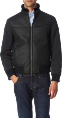 ARMANI JEANS Faux-shearling lined jacket (Black