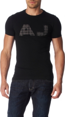 ARMANI JEANS Checked logo t-shirt (Black